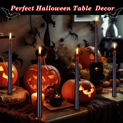 Kenburg Halloween Bleeding Candles Set of 5, 10 in Vampire Tears Black Taper Candles for Home Decor, Gothic About 8 Hour Burn, Party Spooky Decorations