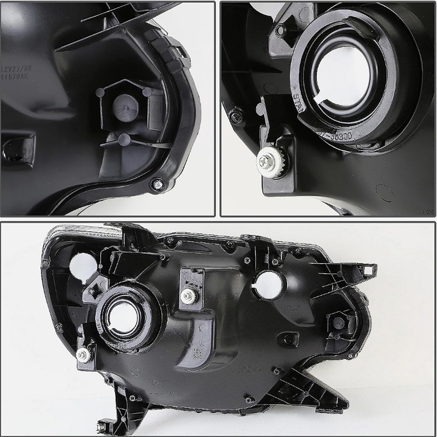 ATOMTEC Chrome Headlights Assembly Fit For 2012 2013 2014 2015 Toyota Tacoma Black Housing Clear Reflector Halogen headlamp Replacement Driver Passenger Side TO2503182 TO2502182