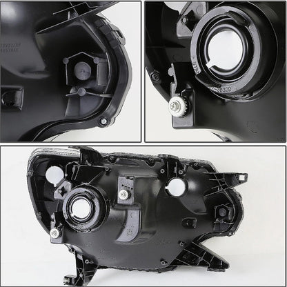 ATOMTEC Chrome Headlights Assembly Fit For 2012 2013 2014 2015 Toyota Tacoma Black Housing Clear Reflector Halogen headlamp Replacement Driver Passenger Side TO2503182 TO2502182
