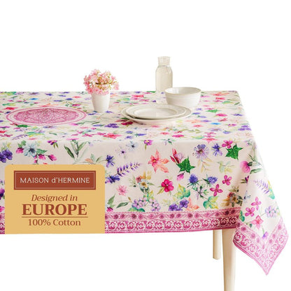 Maison d' Hermine Table Cloth Square Table 100% Cotton 54 x 54 Inches Tablecloth Reusable Decorative for Dining Kitchen Room Farmhouse Home Gifts for Mothers Day Spring Summer - Chardon