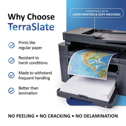 TerraSlate Copy Paper Waterproof Laser Printer, Rain Weatherproof, 5 Mil, 8.5x11-inch, 500 Sheets