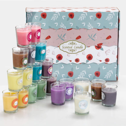 WREXCS Scented Candles with 10 Fragrances Gift Set for Home and Women，2.2oz Aromatherapy Soy Wax Glass Jar Candle，20 Pack