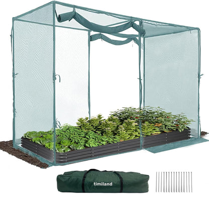 timiland Crop Cage Large Size Plant Protection Tent 6.5'x10' with 2 Zippered Doors, Steel Frame,Easy to Install ,for Garden, Vegetables Flowers Fruits Herbs(Light Green)