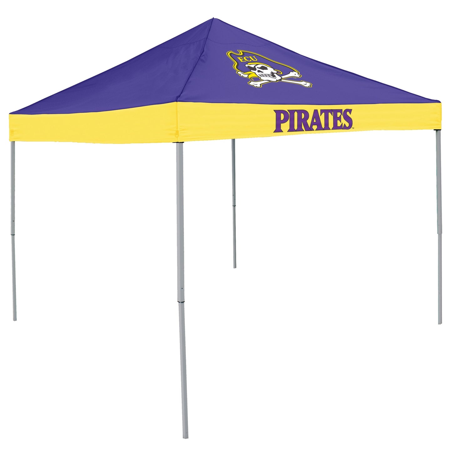 Logo Brands NCAA East Carolina Pirates Economy Canopy Tailgate Tent (9' x 9') – Powder-Coated Steel Frame, Water-Resistant Polyester, Team Color Design