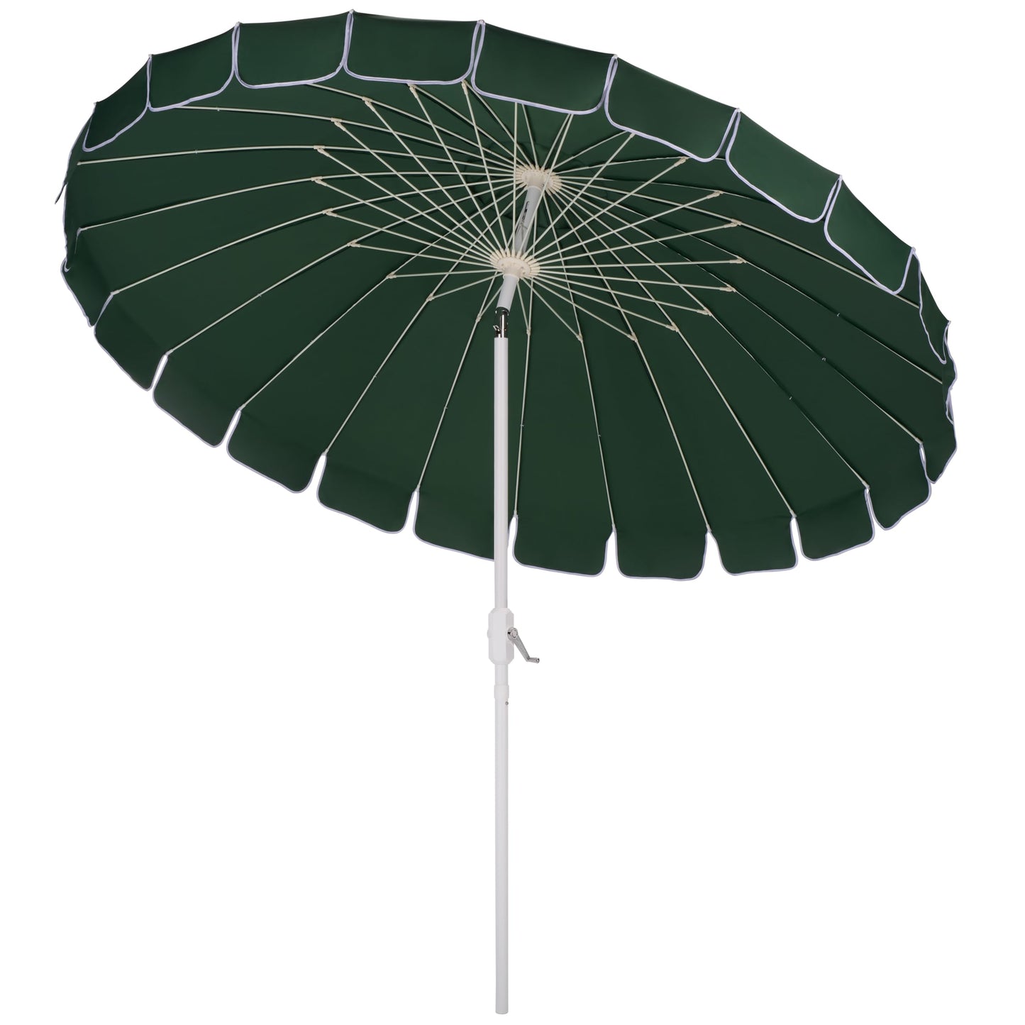 SAFAVIEH Outdoor Patio Furniture Collection – Panza 9 Ft Crank Patio Umbrella, Green & White Pole, Market Umbrella with Crank Lift (PAT8026H)