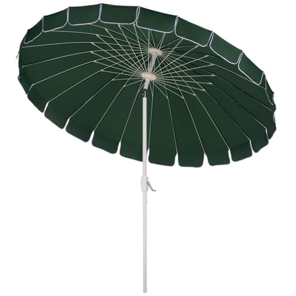SAFAVIEH Outdoor Patio Furniture Collection – Panza 9 Ft Crank Patio Umbrella, Green & White Pole, Market Umbrella with Crank Lift (PAT8026H)