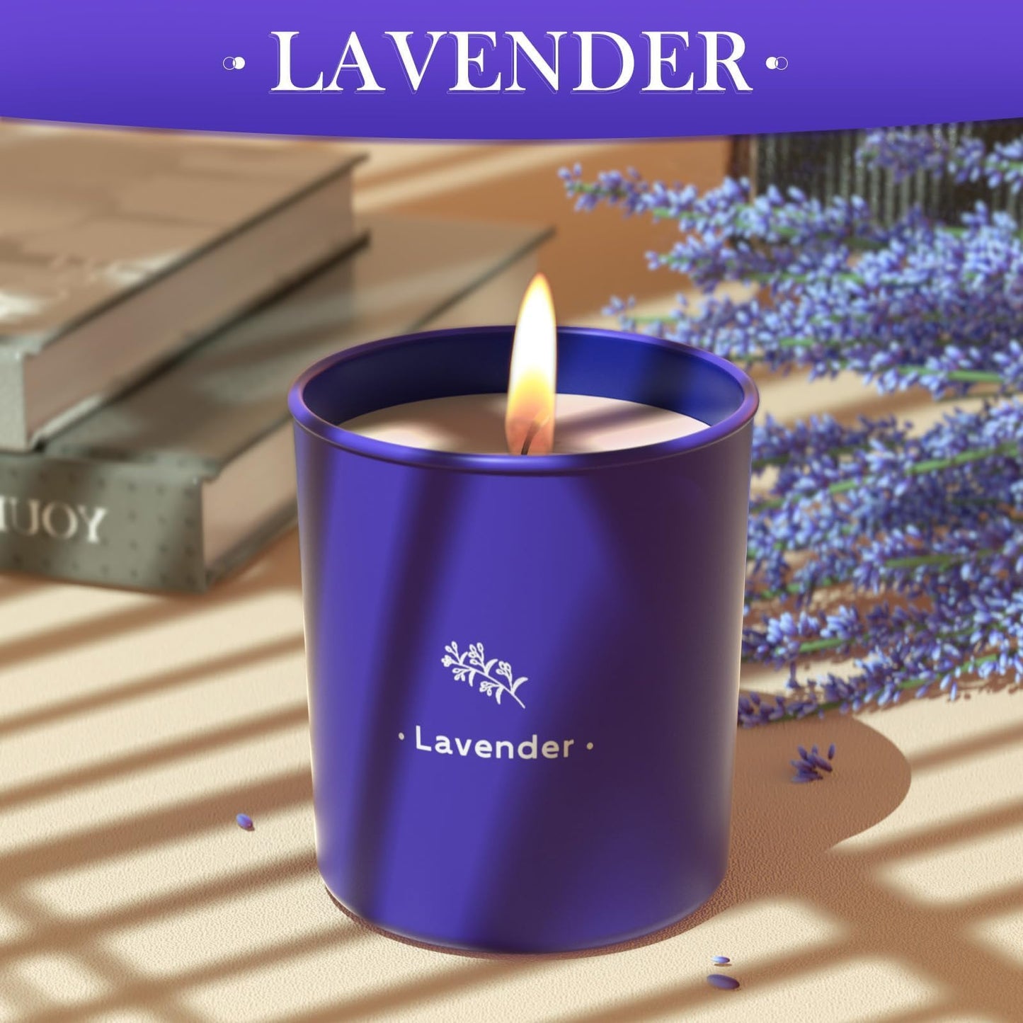 Lavender Candles for Home Scented, 8 oz Scented Candles Present, Purple Jar Wax, Made with Soy for Women, 45 Hour Long-Lasting Burn for Christmas Mom Girl Birthday Christmas Giving - 1 Pack