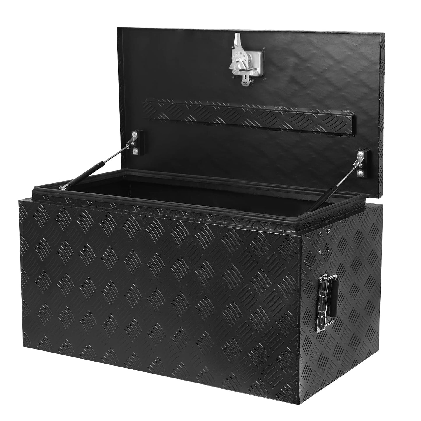 GarveeTech 30 in Heavy Duty Aluminum Stripes Plated Tool Box Pick Up Truck Bed Rv Trailer Toolbox Diamond Plate Underbody Box Waterproof Square Storage Organizer With Side Handle, Lock & Keys