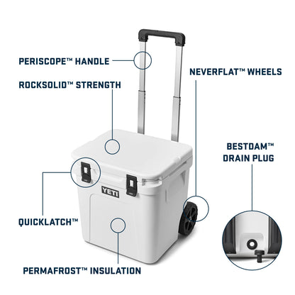 YETI Roadie 48 Wheeled Cooler with Retractable Periscope Handle, White