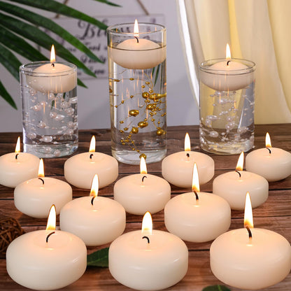 GINITIRI 36 Pack Floating Candles,2 inch Ivory Unscented Dripless Floating Candle for Centerpieces,5-6H Burning 2" Water Candles Bulk for Cylinder Vases,Weddings,Christmas Party,and Holiday