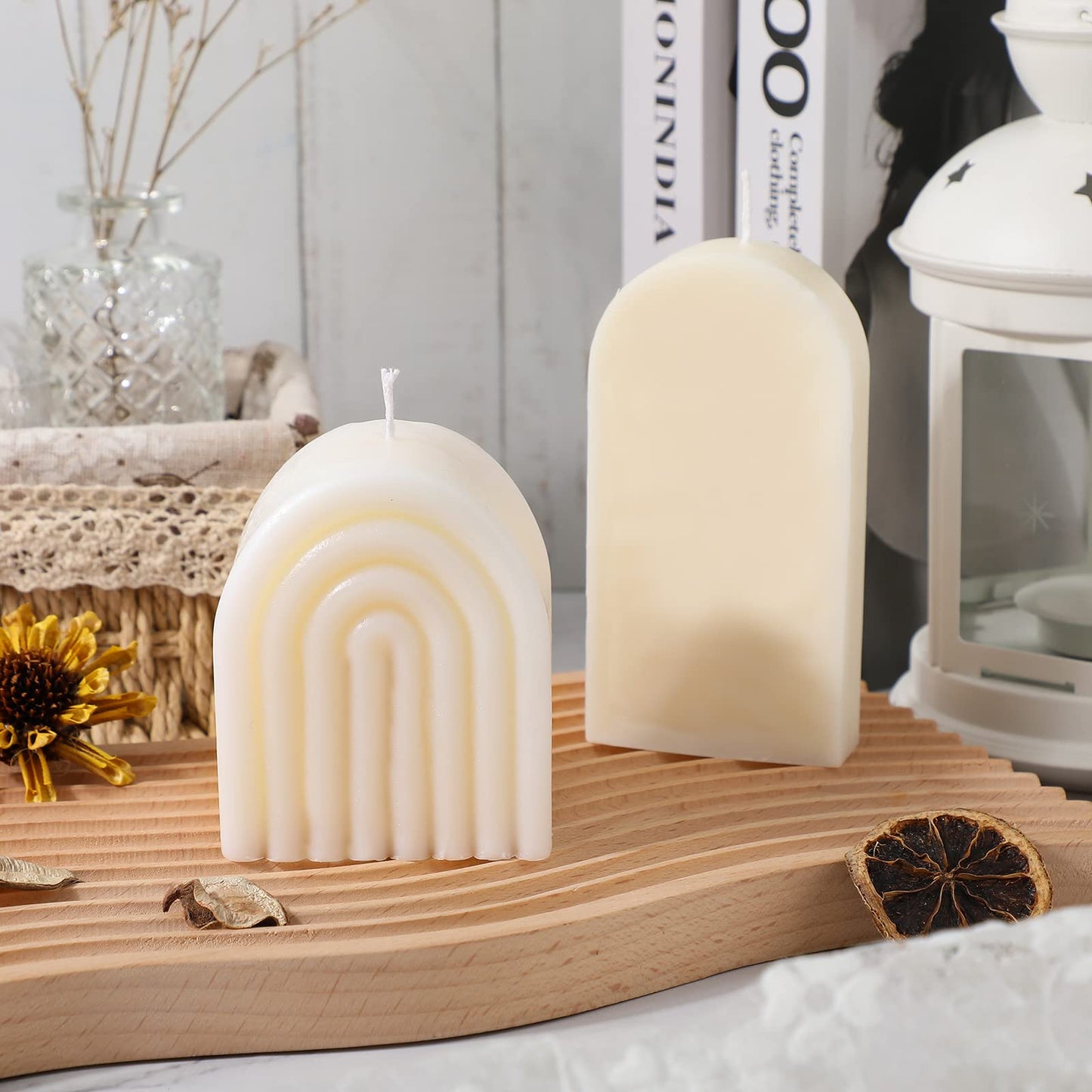 Roowest 2 Pcs Arch Shaped Aesthetic Candles Goddess Cool Soy Wax Trendy Female Women Scented Candle Decorative for Home Table