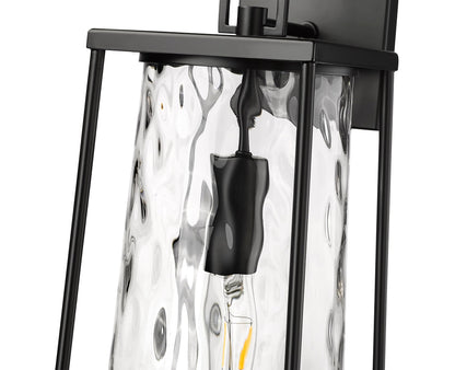 ML Lighting | Dutton Collection | 10611-PBK | 1 Light Outdoor Wall Sconce in Powder Coated Black with Textured Glass Shade | Perfect for Walkways, Porches, Backyards, Patios, and Driveways