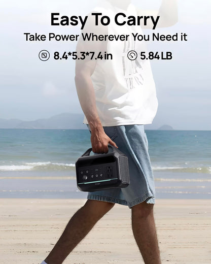Portable Power Station 300W, 192Wh Large Power Bank with 110V AC Outlet, LiFePO4 Battery Backup,8-Ports Solar Generator Fast Charging for Camping, Hurricane Emergency, Outdoor,Home(Solar Optional)