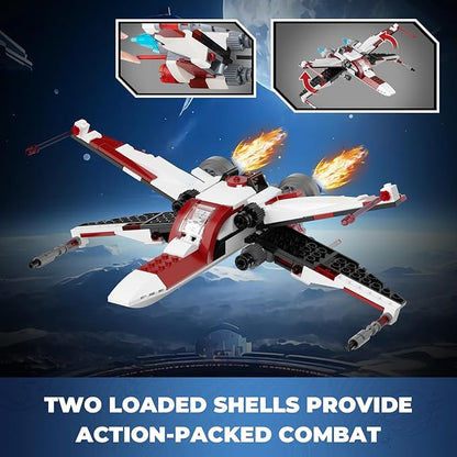 3 in 1 Space Vehicle Building Set - Buildable Space Fighter Galactic Battle Tank Anti Vehicle Cannon Compatible with Lego Great Birthday Gift Toy for Star Fans Kids Boys Girls Ages 6+