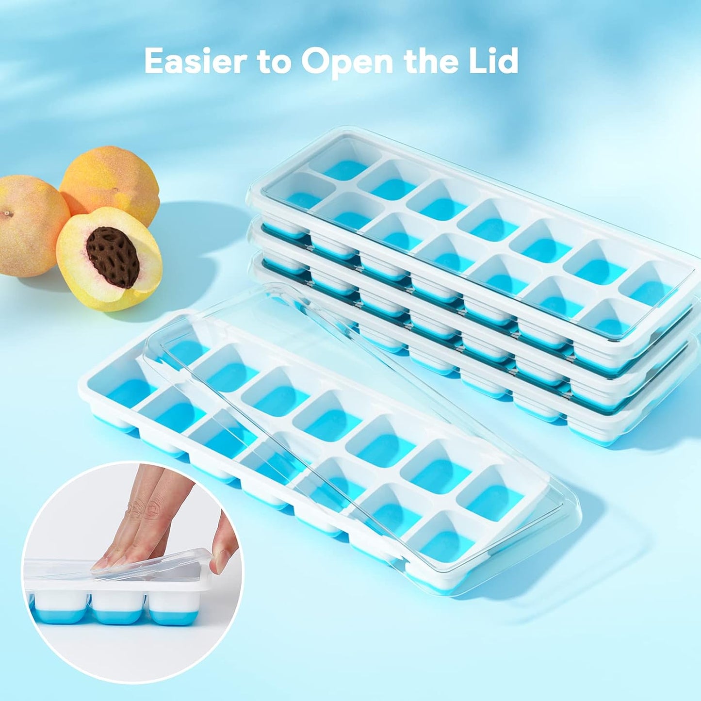 Airabc Silicone Ice Cube Trays - Easy-Release 14-Cube Design | BPA Free & Stackable, 4 Pack