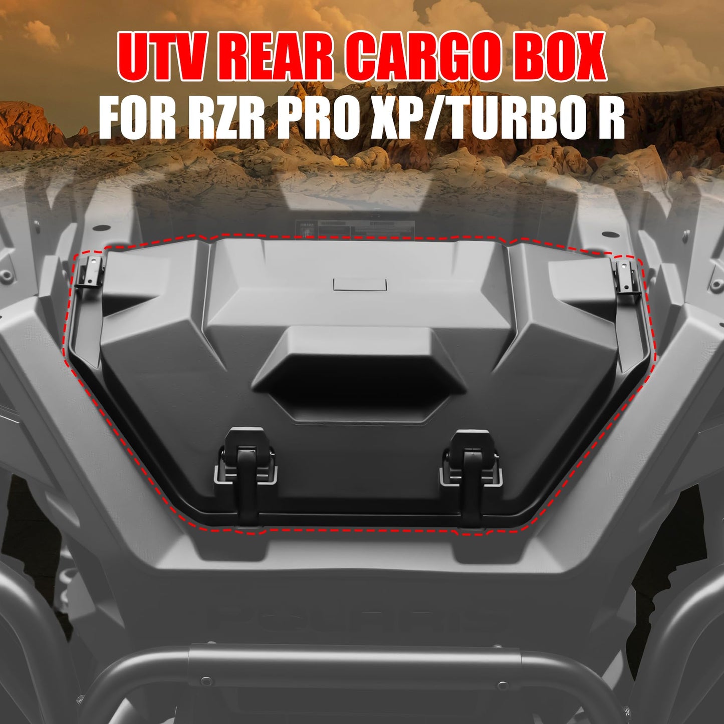 XATVXUTV 42QT UTV Rear Cargo Storage Box for Polaris RZR PRO XP/XP4, Water Resistant Dust Free Rear Bed Tool Box for Polaris RZR Turbo R/R4 RZR PRO S/S4 2020-2025 Accessories, Replace OEM #2883752