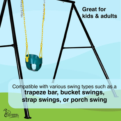 Heavy Duty Swing Set Frame and Assembly Hardware, Outdoor Playground Equipment for Kids, Safe & Durable Metal Swing Stand - Black