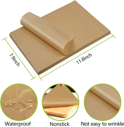 QYH Parchment Paper Sheets - 300 Unbleached Precut Baking Sheets, 8x12 Inches for Cookies & Air Frying