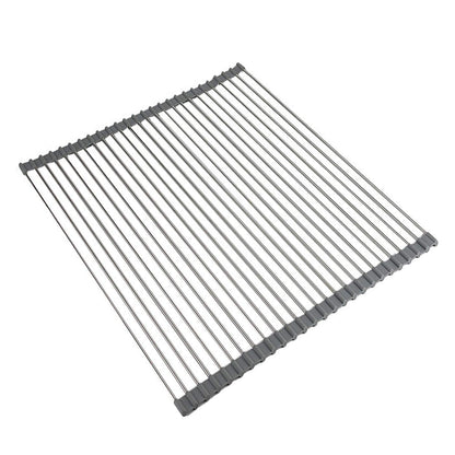 Ahyuan Roll up Dish Drying Rack Over The Sink Kitchen Roll up Sink Drying Rack Portable Dish Drainer Foldable Dish Drying Rack (Warm Gray, 17.8''X17'')