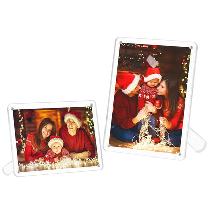 Boxalls 6x8 Inches Acrylic Picture Frame with Stand, Clear Photo Frame with Magnets for Tabletop Display Horizontally or Vertically
