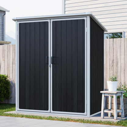KEIKI 5x3 FT Outdoor Storage Shed Cabinet Polypropylene Frame with Lockable Doors for Bikes and Patio Furniture Toys