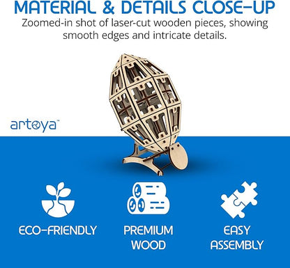 Artoya American Football Ball – 3D Puzzles for Adults 3D Wooden Puzzles for Adults Puzzle Football Model Kit Arts and Crafts Hobbies for Women Model Building Kits DIY Wooden Kit (Plain)