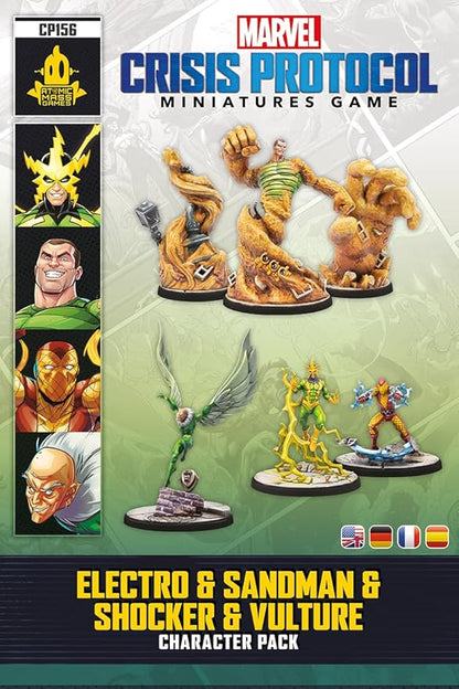 Marvel: Crisis Protocol Electro &amp Sandman &amp Shocker &amp Vulture CHARACTER PACK - Sinister Villains Unleashed! Tabletop Superhero Game Ages 14+ 2 Players 90 Min Playtime Made by Atomic Ma