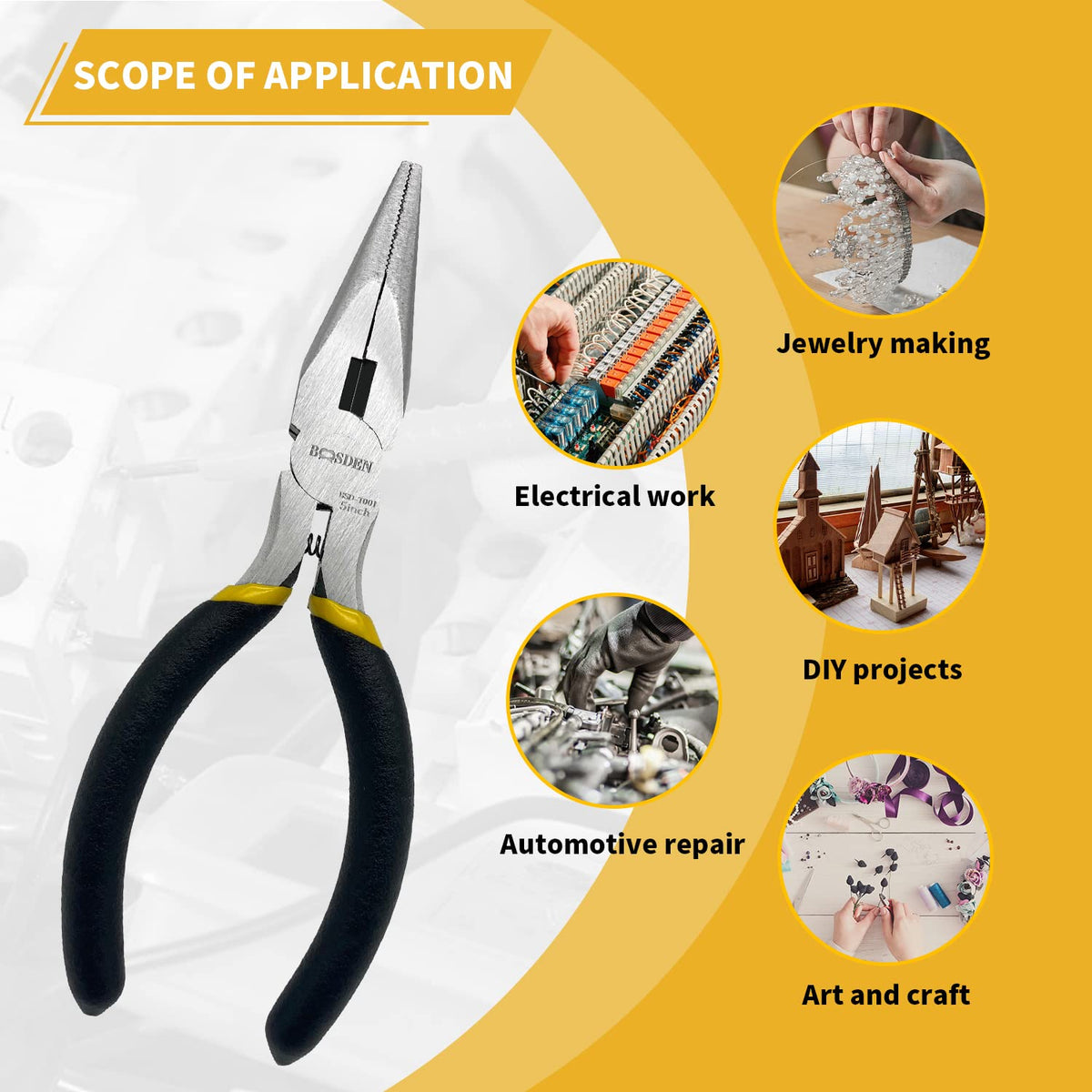 BOOSDEN 5 Pack Mini Precision Pliers Set, Small Needle Nose Pliers with Wire Cutter, Black