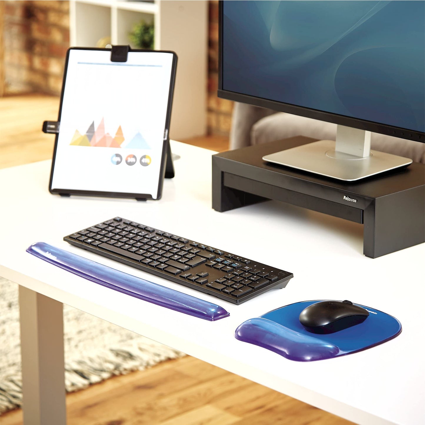 Fellowes Crystals Gel Mouse Pad Wrist Rest - Blue (91141)