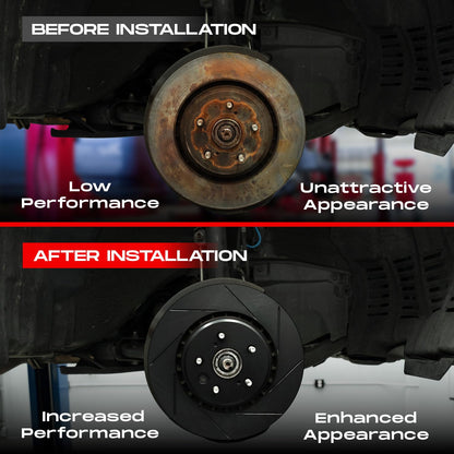 R1 Concepts Front Brake Kit Fits 2010-2020 Ford Expedition, F-150; 2010-2021 Lincoln Navigator| Semi Met Pads, Slotted Rotors| Hardware| 14.0" Front Rotor