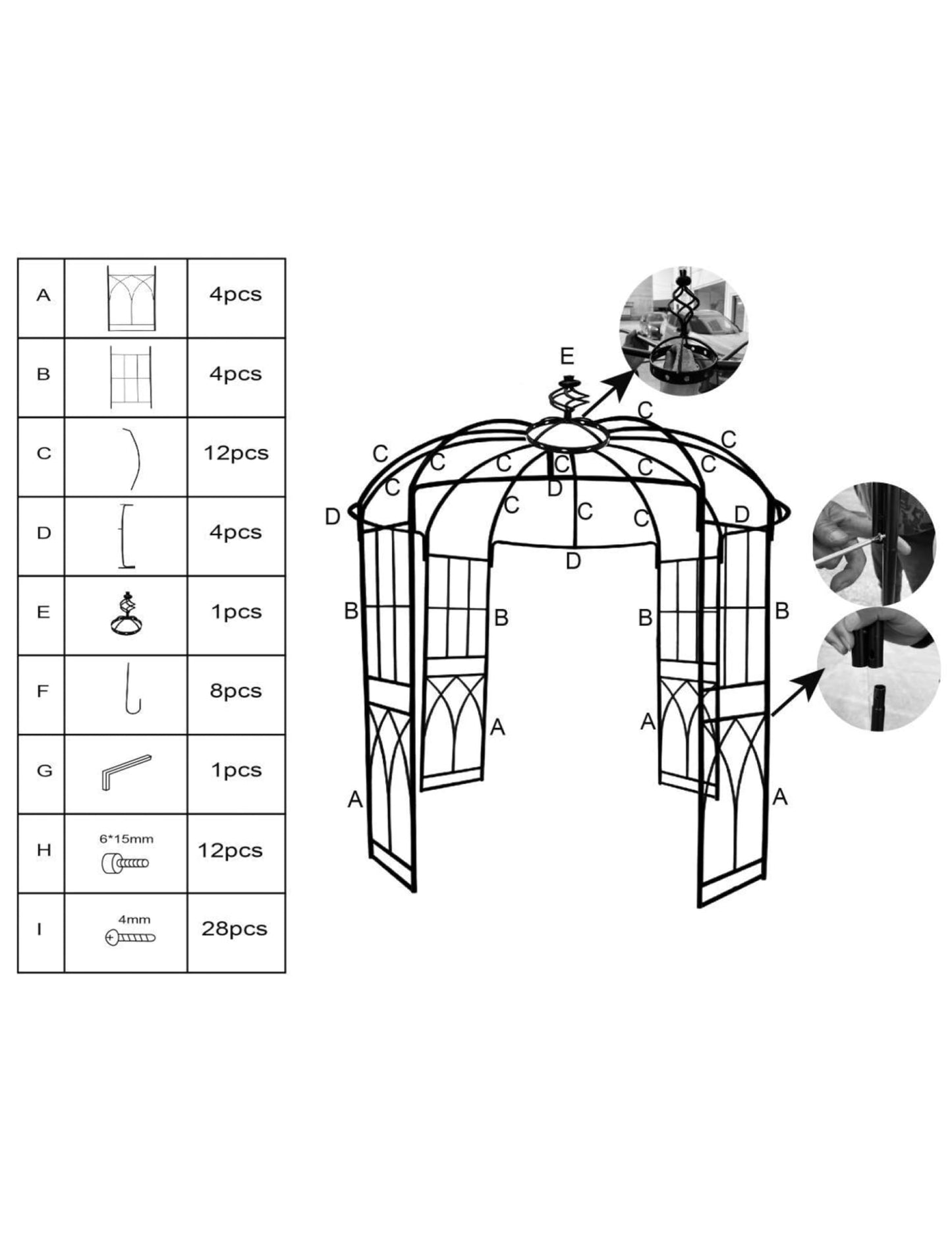 8.8 FT Tall Garden Arch, Decorative Birdcage Metal Arbor for Weddings & Parties, Weather-Resistant Steel Pergola for Climbing Flowers, Outdoor Pavilion for Patio & Backyard