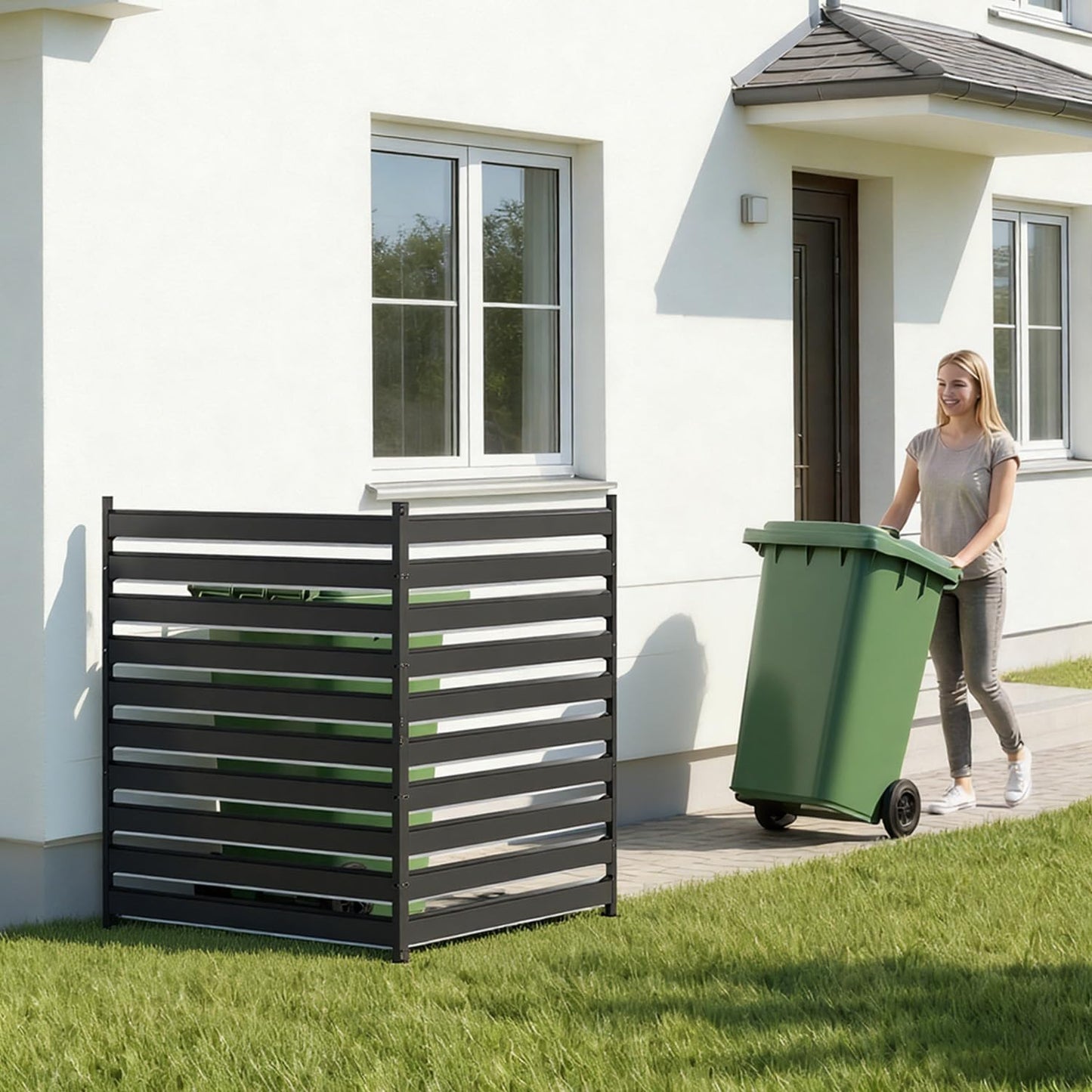 42" H x 38" W (2 Panels) Air Conditioner Fence Screen, Outdoor Privacy Screen Panels, Decorative Garden Fences for Hiding AC Units & Trash Cans, Patio Balcony Garden Decor