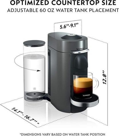 De'Longhi Nespresso Vertuo Plus Coffee & Espresso Maker - Titan Finish, Versatile Brewing Options