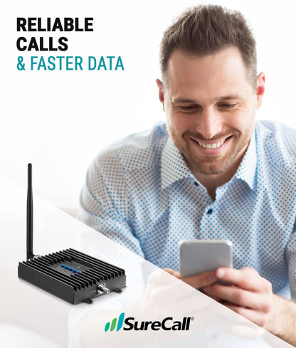 SureCall Fusion4Home Cell Phone Signal Booster up to 2000 sq ft, Boosts 5G/4G LTE, Omni Outdoor Antenna, Home & Office Multi-User All Carrier, Verizon AT&T Sprint T-Mobile, FCC Approved, USA Company