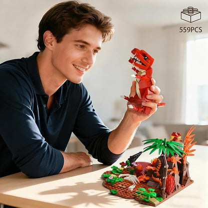 BNG Dinosaur Building Set for AdultsTyrannosaurus Rex Plant Collection ToysJurassic Animal Desktop DecorationIdea Gift for Teen Boys 14+(559PCS)
