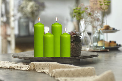 BOLSIUS 10 Lime Green Pillar Candles - 2.25 x 6 Inches - Premium European Quality - Individually Wrapped - 42 Burn Hours - Dripless Smokeless Unscented Dinner, Wedding, Party, & Home Decor Candles