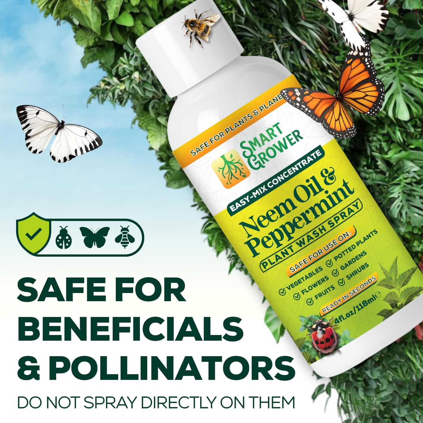 Neem Oil Spray for Plants by [Brand Name] - Peppermint Oil Formula for Indoor & Outdoor Use | 4 oz Concentrate Makes 1/2 Gallon Ready-to-Use
