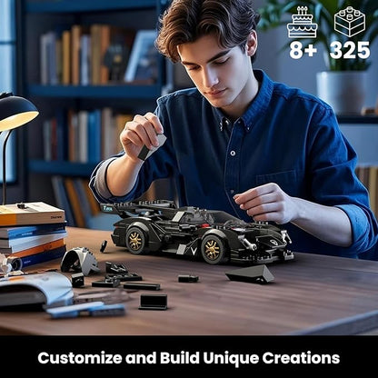 Mould King Super Sports Car Building Set with Display Case 355 Piece Race Car Model Construction Toy for Kids Ages 8+ and Adults Collectible Vehicle Building Blocks Kit