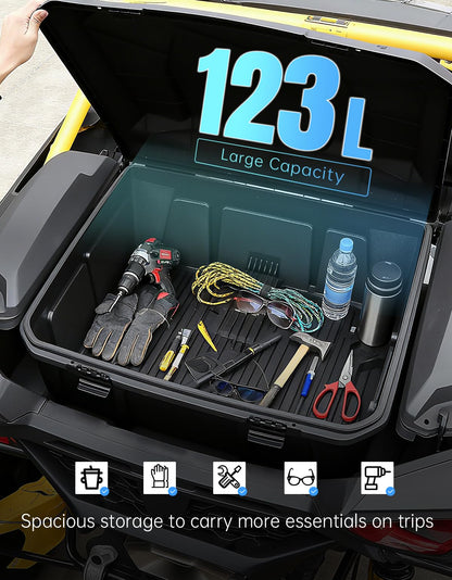 96L Cargo Trunk Storage Box & 13.5L Side Cargo Storage Boxes Set for Can-Am Maverick R/R X/X RS 2024+ Accessories, R Max/X/X RS/Smart-Shox 2025+, Replaces 715007182, 715007372, 3PCS