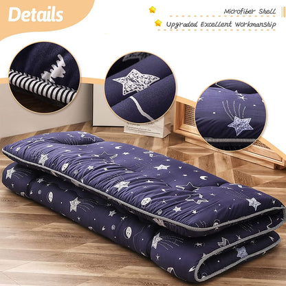 MAXYOYO Navy Star Futon Mattress Japanese Tatami Mat Foldable Futon Portable Camping Mattress Kids Sleeping Pad Floor Couch, Full