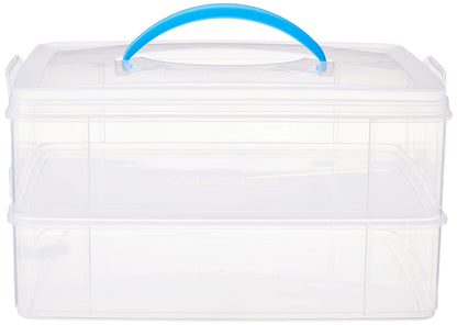 Snapware Snap 'N Stack Portable Storage Bin for Tools and Craft Storage, 14.1 x 10.5-Inch Clear BPA-Free Container, Tool Box with Stackable Trays, Microwave, Freezer and Dishwasher Safe