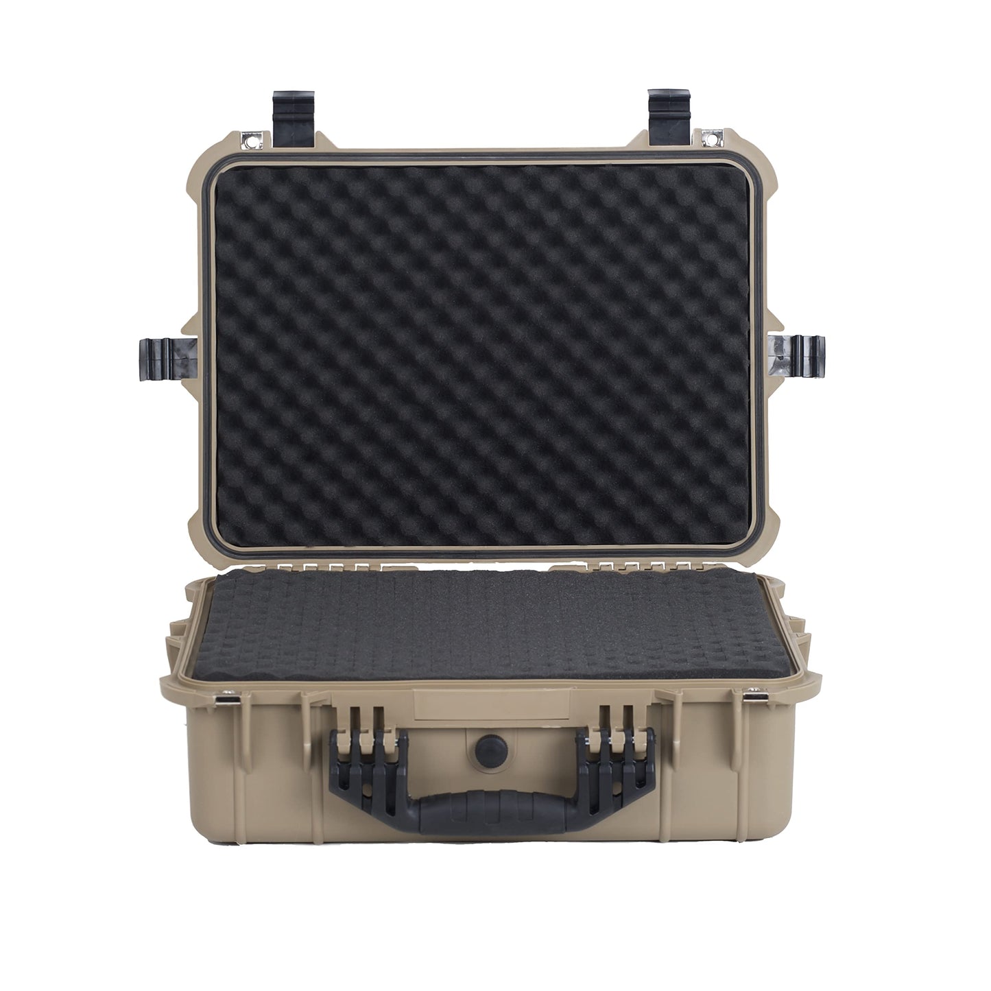 MEIJIA Portable IP67 Waterproof Protective Case,Hard Camera Case,Customized Fit Foam Inserted,Fit for Camera, Equipments, Lens,Drones,19.78“X15.77"x7.41"(Desert Tan)