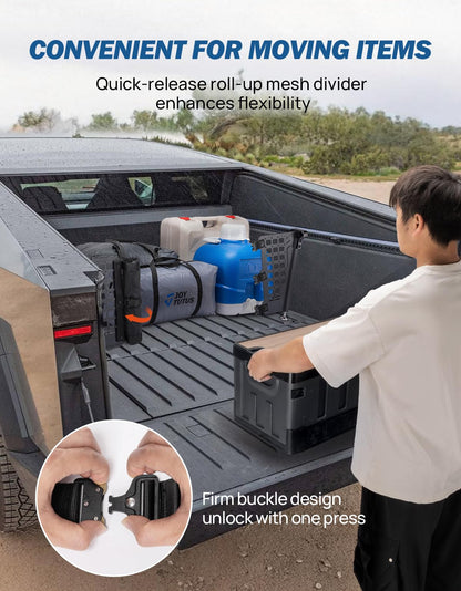 JOYTUTUS Truck Bed Divider Compatible with Cybertruck 2025 2024 2023 Cargo Divider Organizer Steel Molle Panels with Cargo Divider Net Cybertruck Accessories