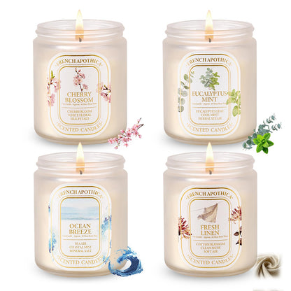 YINUO Scented Candles Gift Set – 4 Pack Natural Soy Wax Aromatherapy Candles, Eucalyptus Mint, Floral & Fresh Scents, Long-Lasting Clean Burn Candle for Home Relaxation & Birthday Gifts for Women