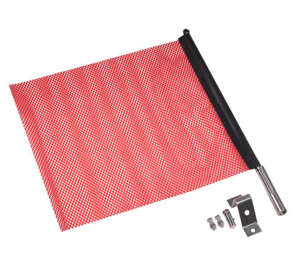 Mytee Products EZ Mount Warning Flag Red 18" x 18" Mesh Safety Flag DOT Compliant | Spring Loaded Quick n Easy Disconnect - 4 Pack