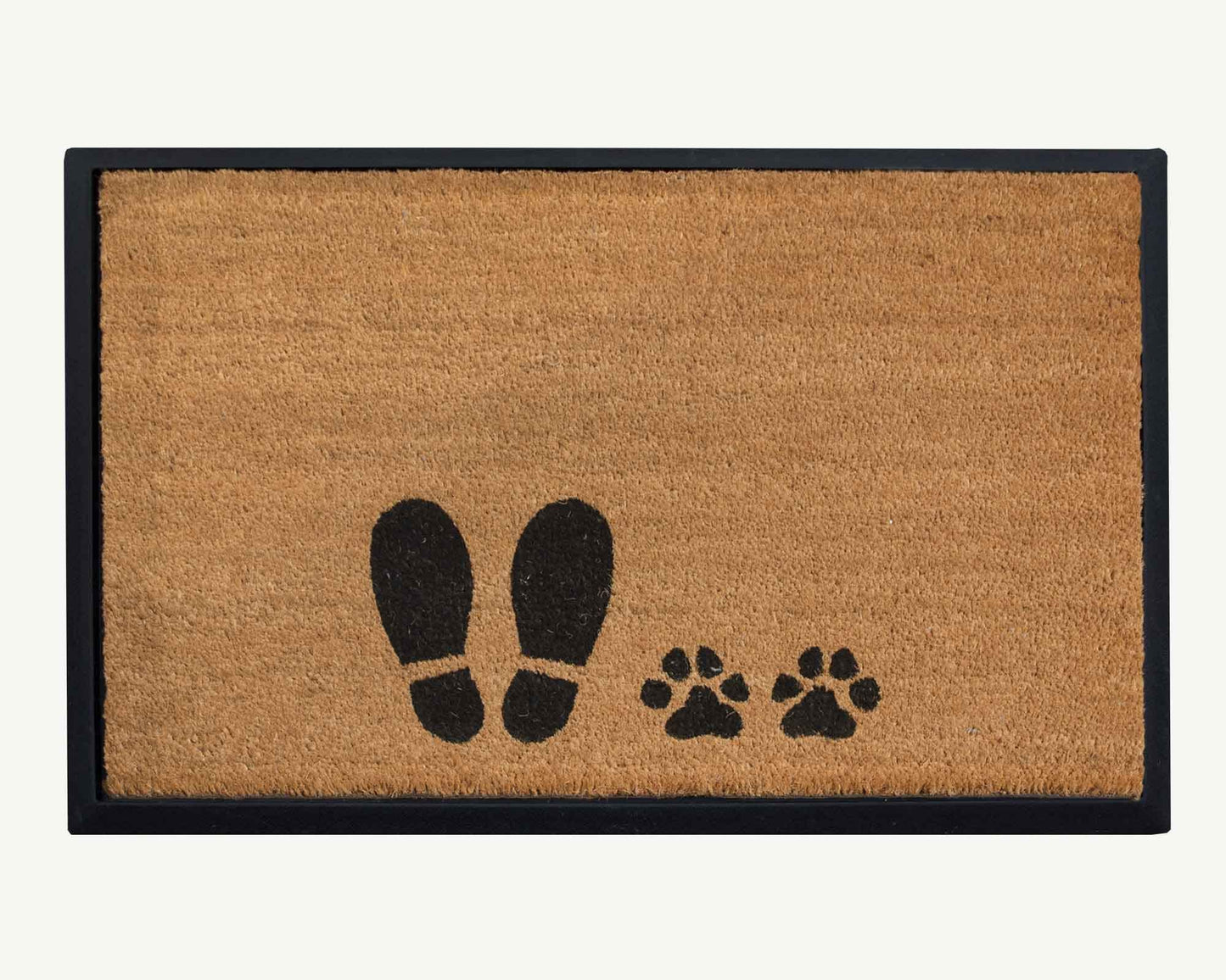 4 Cats & Dogs Rectangular Coir Doormat 27" x 39" – Foot & Paw - Includes Coir Insert & Heavy-Duty Non-Slip Rubber Frame, Pet-Friendly Welcome Mat, Easy to Clean Entry Rug for Indoor & Outdoor Use