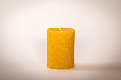 BeeTheLight Beeswax Pillar Candle - 100% Pure Bees Wax - Choose Your Size and Color - Up to 54 Hour Burn Time Fits 3x4 Holder - Approx. 2.6"x3.4" - Unscented - Natural Light Honey Scent