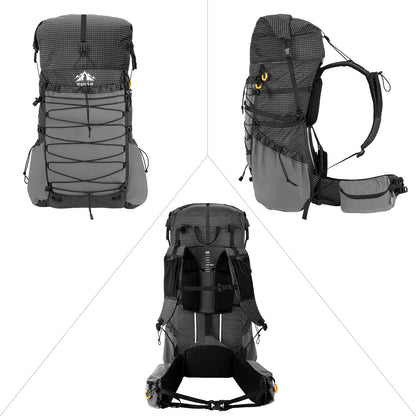 Night Cat Internal-frame Hiking Backpcack: 50L / 60L / 70L Roll Top Lightweight Travel Backpack with Rain Cover for Men Women Hiking Camping Backpacking Black