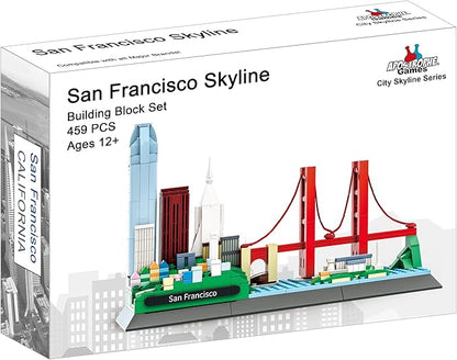 Apostrophe Games San Francisco Skyline Building Block Set (459 Pieces) Features Golden Gate Bridge and More - Architecture Landmark Model for Kids and Adults