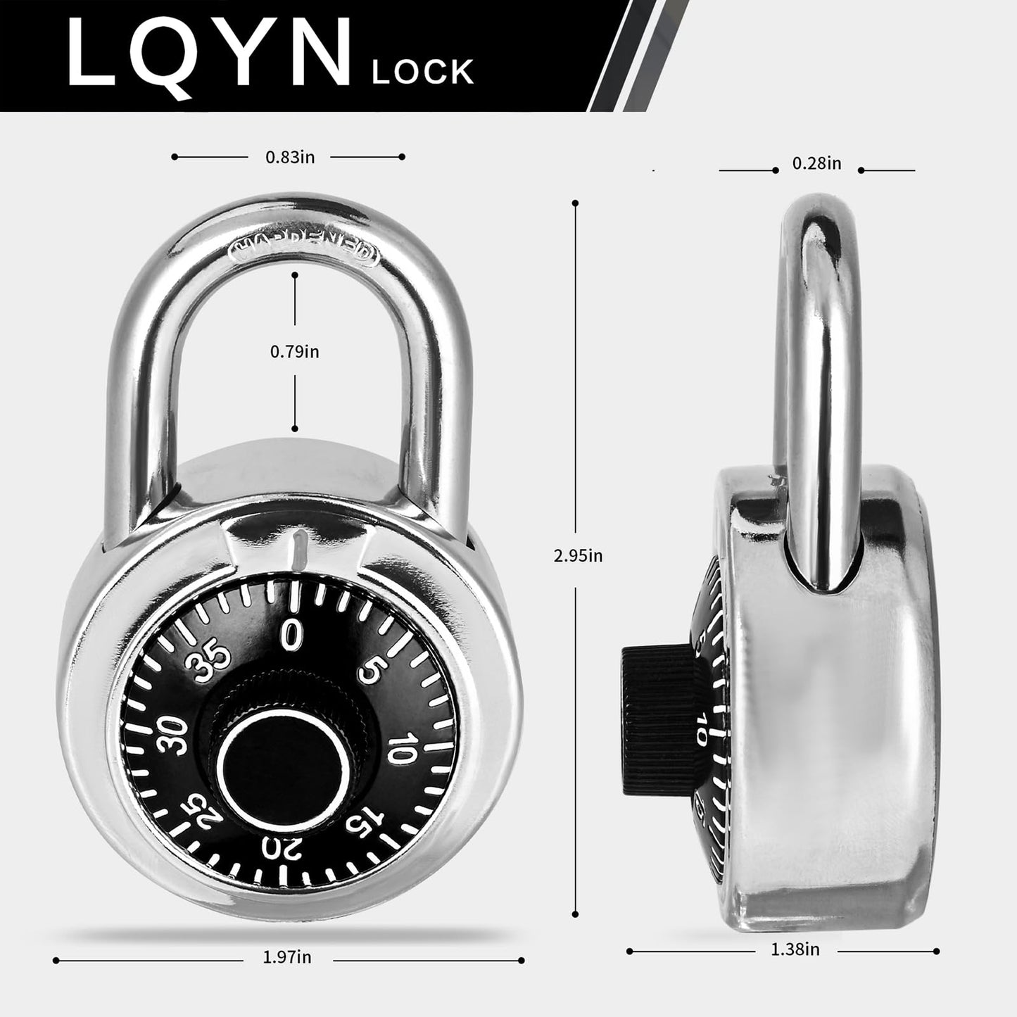 Combination Lock, LQYN Standard Dial Combination Lock, Pack of 60; Black Turnplate, 2 in. Wide, Fixed Three Digital Combination, for School, Gym & Locker, Toolbox, Gate
